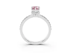 Fancy Pink Pear Cut Diamond Solitaire Ring Set in White gold with Channel Set Band and Prong Setting