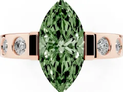 Fancy Green Marquise Cut Diamond Channel-Set Band Ring Set in Rose gold with Bezel Prong Setting