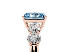 Fancy Blue Radiant Cut Diamond Five-Stone Prong Set Ring Set in Rose gold with Classic Band