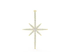Pavé Round Diamond Starburst Pendant Set in Yellow gold with Prong-Set Rays