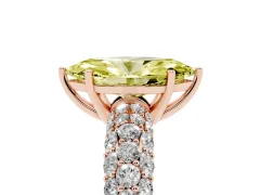 Fancy Yellow Marquise Cut Diamond Pavé Band Solitaire Ring Set in Rose gold with Close-Set Accent Stones and Prong Setting