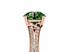 Fancy Green Round Cut Diamond Split Shank Pavé Engagement Ring Set in Rose gold with Prong-Set Center Stone