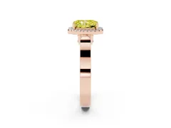 Fancy Yellow Radiant Cut Diamond Halo Ring Set in Rose gold with Pavé-Lined Split Shank Band