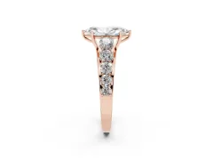 Marquise Cut Diamond Solitaire Ring Set in Rose gold with Pavé-Set Band and Prong Setting