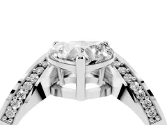 Heart Cut Diamond Solitaire Engagement Ring Set in White gold with Pavé Shoulders
