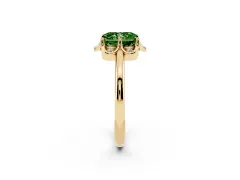 Fancy Green Radiant Cut Diamond Round Cluster Halo Ring Set in Yellow gold with Solitaire Band and Prong Setting