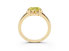 Fancy Yellow Heart Cut Diamond Round Cluster Halo Ring Set in Yellow gold with Solitaire Band and Prong Setting