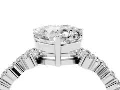 Heart Cut Diamond Ring Set in Silver with Scattered Round Accents