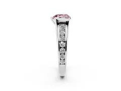 Fancy Pink Heart Cut Diamond Bezel-Set Solitaire Ring Set in Silver with Channel-Set Band