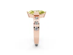 Fancy Yellow Marquise Cut Diamond Channel-Set Band Ring Set in Rose gold with Bezel Prong Setting