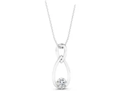 Round Solitaire Infinity Pendant Set in Silver with Bezel-Set Diamond
