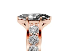 Fancy Black Marquise Cut Diamond Pavé Engagement Ring Set in Rose gold with Prong Setting