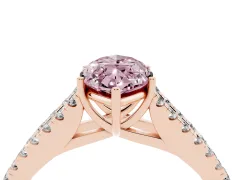 Fancy Pink Marquise Cut Diamond Split Shank Pavé Engagement Ring Set in Rose gold with Prong-Held Center Stone