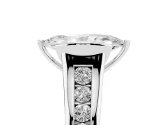 Marquise Cut Diamond Bezel-Set Solitaire Ring Set in Silver with Channel-Set Band