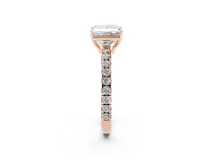 Princess Cut Diamond Pavé Solitaire Engagement Ring Set in Rose gold with Prong Setting