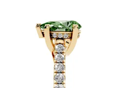Fancy Green Pear Cut Diamond Solitaire Ring Set in Yellow gold with Brilliant Pavé Band and Prong Setting