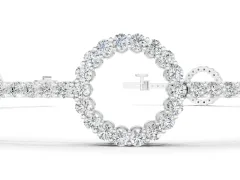 Round Diamond Circle Link Tennis Bracelet Set in Silver with Pavé Setting