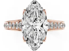 Marquise Cut Diamond Solitaire Pavé Engagement Ring Set in Rose gold with Prong Setting