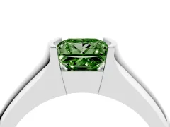 Fancy Green Princess Cut Diamond Bezel Solitaire Ring Set in Silver with Wide Band