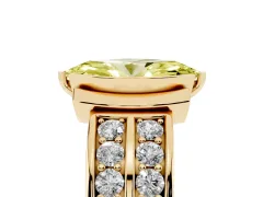Fancy Yellow Marquise Cut Diamond Wide Channel Set Band Ring Set in Yellow gold with Bezel Setting