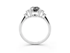 Fancy Black Oval Cut Diamond Cluster Ring Set in Platinum with Plain Band and Prong Setting