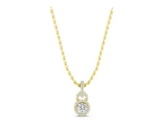 Round Halo Diamond Pendant Set in Yellow gold with Pavé-Set Halo