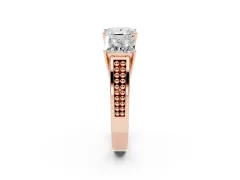 Princess Cut Diamond Three-Stone Ring Set in Rose gold with Textured Band