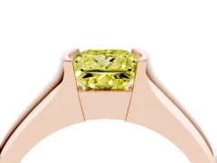 Fancy Yellow Princess Cut Diamond Bezel Solitaire Ring Set in Rose gold with Wide Band