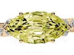 Fancy Yellow Marquise Cut Diamond Ring Set in Yellow gold with Scattered Round Accents