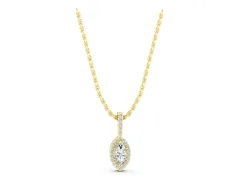 Marquise Diamond Halo Pendant Set in Yellow gold with Pavé Frame