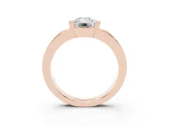 Emerald Cut Diamond Channel-Set Band Ring Set in Rose gold with Bezel Prong Setting