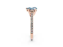 Fancy Blue Pear Cut Diamond Solitaire Ring Set in Rose gold with Brilliant Pavé Band and Prong Setting