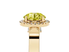 Fancy Yellow Round Cut Diamond Halo Ring Set in Yellow gold with Pavé-Lined Split Shank Band