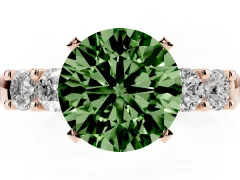 Fancy Green Round Cut Diamond Five-Stone Prong Set Engagement Ring Set in Rose gold with Channel Band