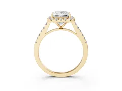Princess Cut Diamond Halo Pavé Engagement Ring Set in Yellow gold with Prong Setting