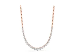 Round Diamond Graduated Tennis Necklace Set in Rose gold with Prong Setting