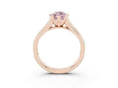 Fancy Pink Marquise Cut Diamond Bezel-Set Solitaire Ring Set in Rose gold with Channel-Set Band