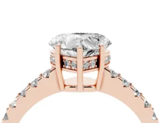 Heart Cut Diamond Solitaire Engagement Ring Set in Rose gold with Pavé Band and Prong Setting