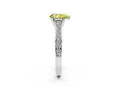 Fancy Yellow Pear Cut Diamond Solitaire Pavé Engagement Ring Set in White gold with Prong Setting