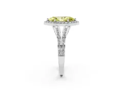 Fancy Yellow Marquise Cut Diamond Halo Split Shank Pavé Ring Set in Silver with Prong Setting
