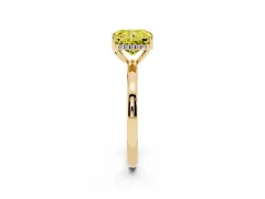 Fancy Yellow Radiant Cut Diamond Solitaire Ring Set in Yellow gold with Plain Band and Prong Setting