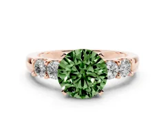 Fancy Green Round Cut Diamond Five-Stone Prong Set Engagement Ring Set in Rose gold with Channel Band