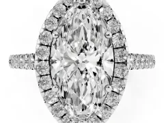 Marquise Cut Diamond Halo Pavé Engagement Ring Set in Silver with Prong Setting
