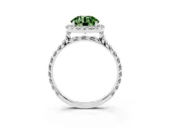 Fancy Green Round Cut Diamond Halo Ring Set in Platinum with Plain Twisted Band