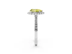 Fancy Yellow Pear Cut Diamond Halo Pavé Engagement Ring Set in Silver with Prong Setting