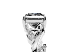 Fancy Black Princess Cut Diamond Solitaire Ring Set in Platinum with Twisted Marquise Accent Band