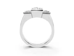 Radiant Cut Diamond Three-Stone Channel Set Ring Set in White gold with Smooth Polished Band