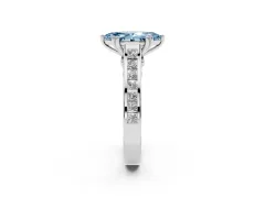 Fancy Blue Marquise Cut Diamond Channel Set Solitaire Engagement Ring Set in Platinum with Prong Setting