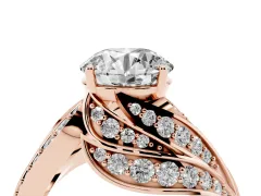 Round Cut Diamond Solitaire Ring Set in Rose gold with Layered Twist Pavé Band