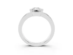 Emerald Cut Diamond Channel-Set Band Ring Set in Silver with Bezel Prong Setting